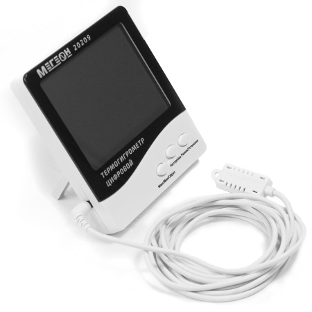 Цифровой настольный термогигрометр с выносным датчиком МЕГЕОН 20209 купить по низкой цене | МАКСПРОФИТ